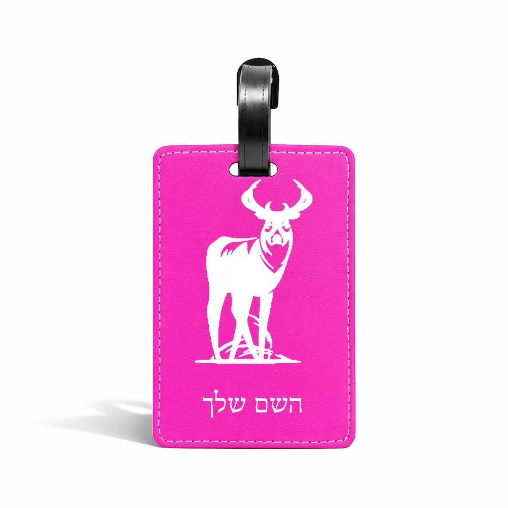 תווית לסימון מזוודה \ תיק בעיצוב אישי עם השם שלך בעיצוב צבי גודל 10.3 × 7 ס"מ