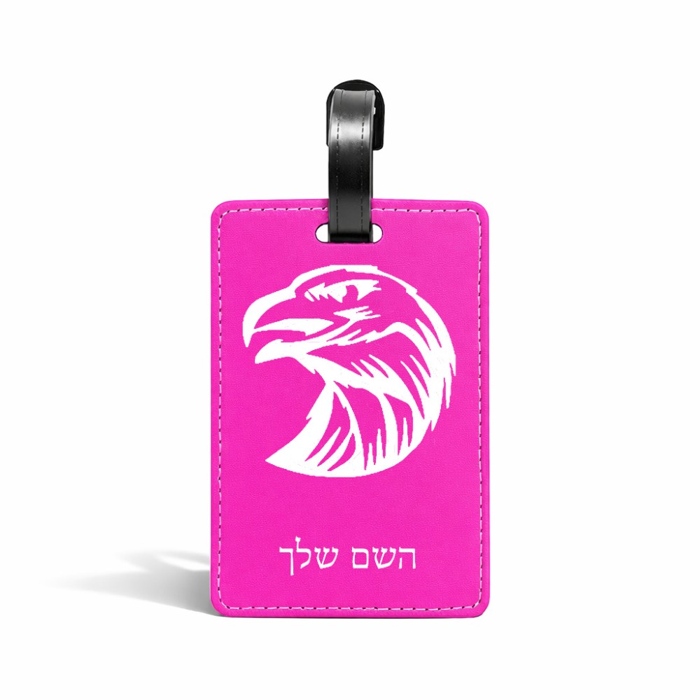 תווית לסימון מזוודה \ תיק בעיצוב אישי עם השם שלך בעיצוב ראש נשר גודל 10.3 × 7 ס"מ