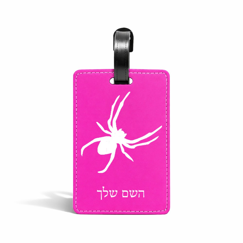 תווית לסימון מזוודה \ תיק בעיצוב אישי עם השם שלך בעיצוב עכביש גודל 10.3 × 7 ס"מ