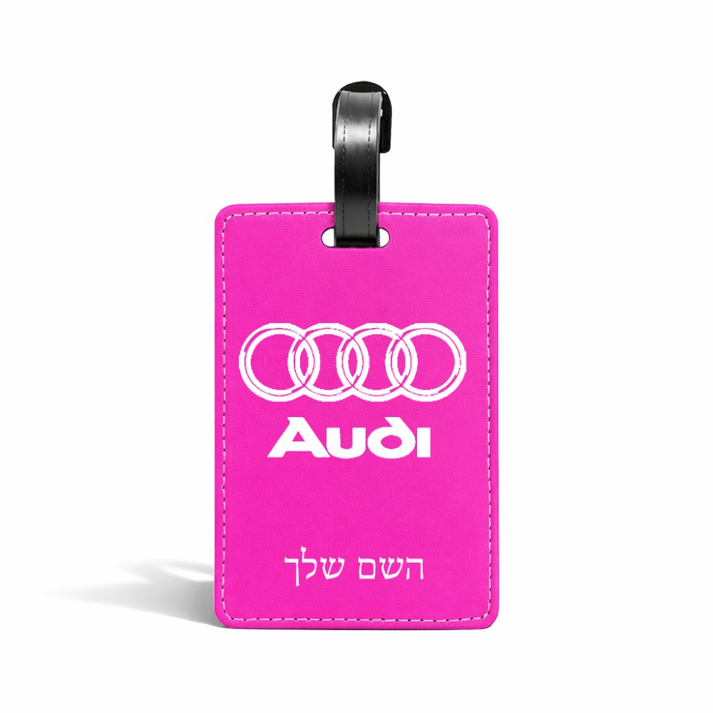 תווית לסימון מזוודה \ תיק בעיצוב אישי עם השם שלך בעיצוב אאודי גודל 10.3 × 7 ס"מ