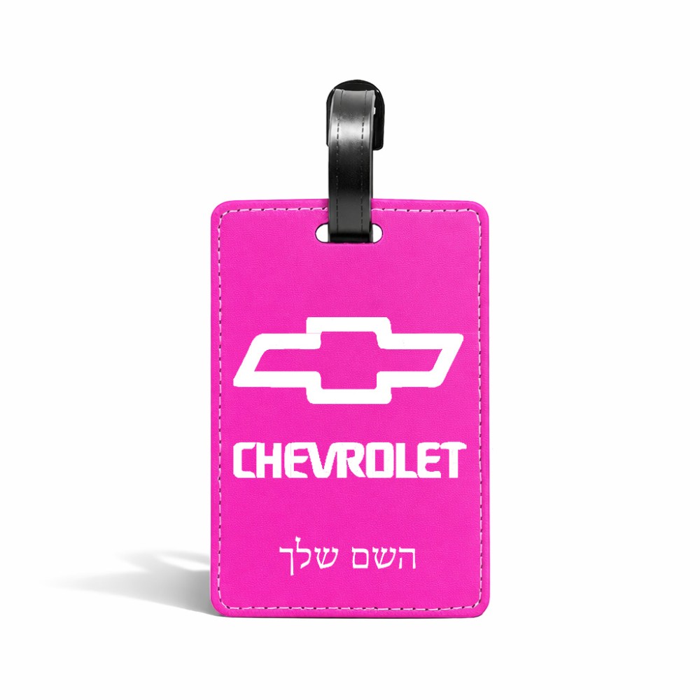 תווית לסימון מזוודה \ תיק בעיצוב אישי עם השם שלך בעיצוב שברולט גודל 10.3 × 7 ס"מ