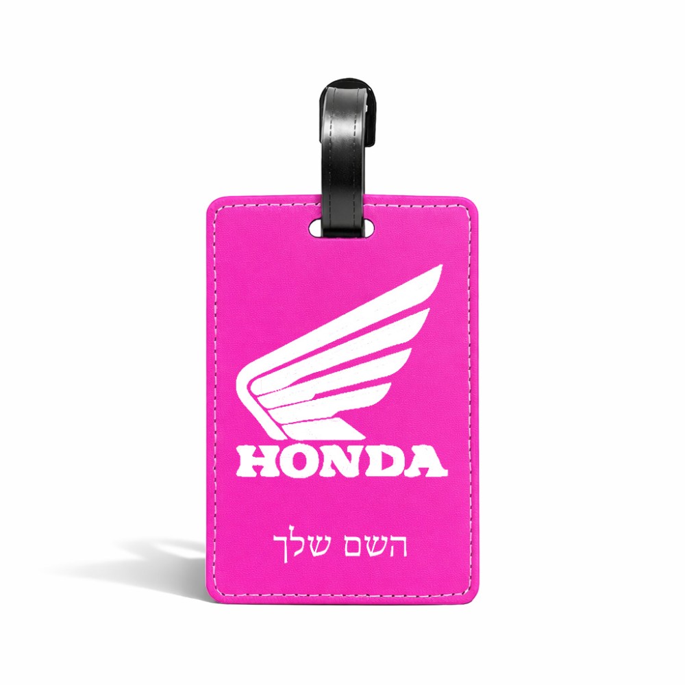 תווית לסימון מזוודה \ תיק בעיצוב אישי עם השם שלך בעיצוב הונדה גודל 10.3 × 7 ס"מ