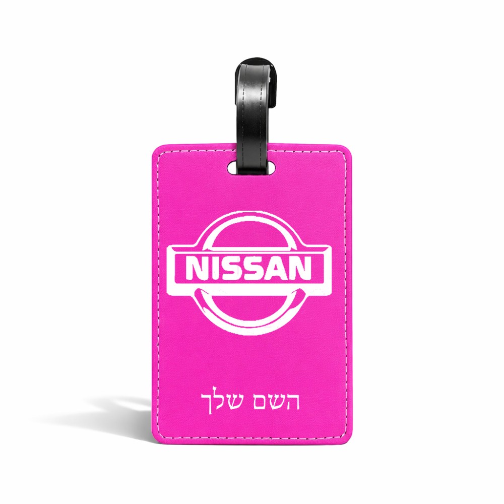 תווית לסימון מזוודה \ תיק בעיצוב אישי עם השם שלך בעיצוב ניסאן גודל 10.3 × 7 ס"מ