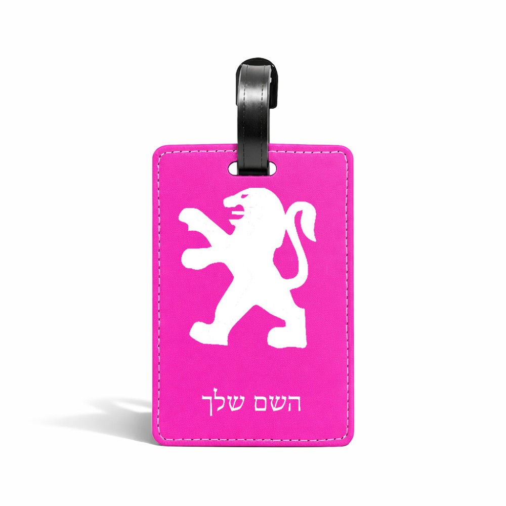 תווית לסימון מזוודה \ תיק בעיצוב אישי עם השם שלך בעיצוב פיג'ו גודל 10.3 × 7 ס"מ