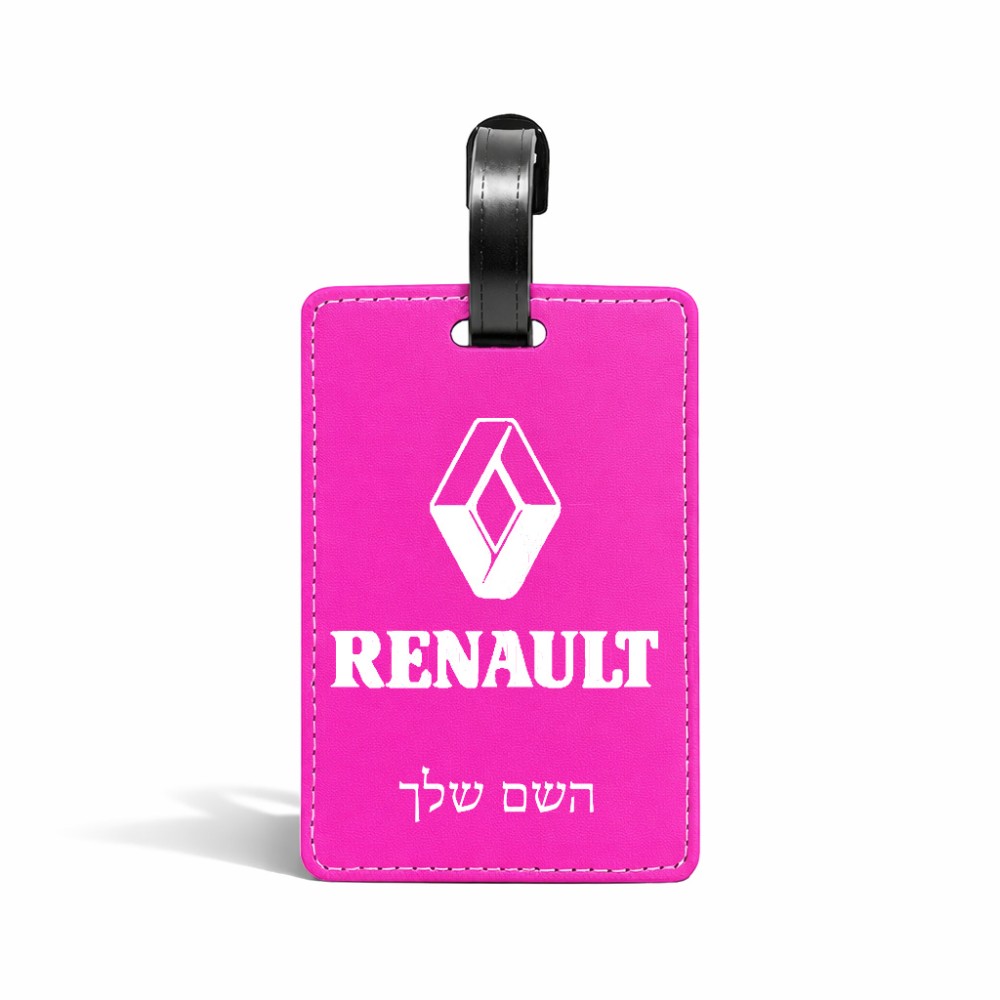 תווית לסימון מזוודה \ תיק בעיצוב אישי עם השם שלך בעיצוב רנו גודל 10.3 × 7 ס"מ