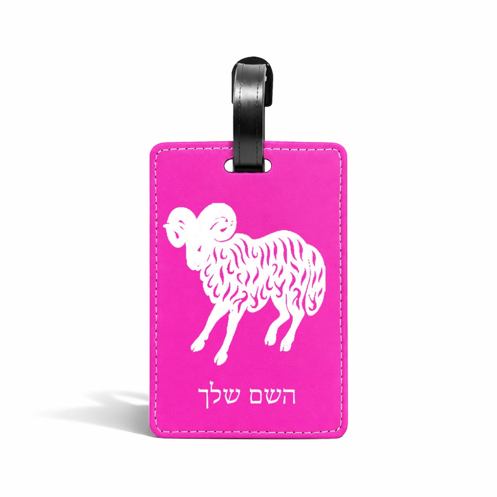 תווית לסימון מזוודה \ תיק בעיצוב אישי עם השם שלך בעיצוב מזלות - טלה גודל 10.3 × 7 ס"מ