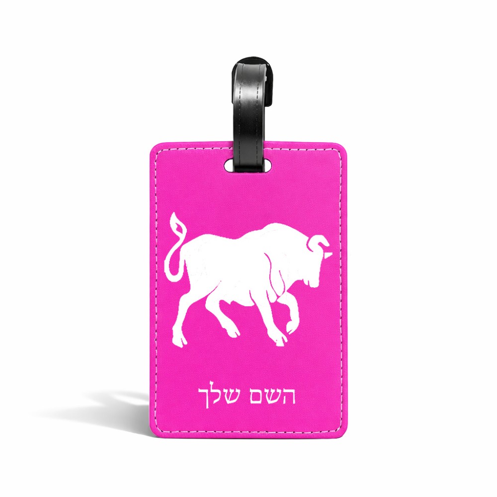 תווית לסימון מזוודה \ תיק בעיצוב אישי עם השם שלך בעיצוב מזלות - שור גודל 10.3 × 7 ס"מ
