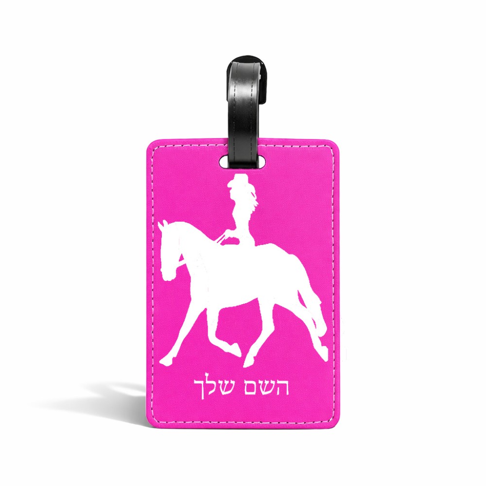 תווית לסימון מזוודה \ תיק בעיצוב אישי עם השם שלך בעיצוב קאוגירל - אישה גודל 10.3 × 7 ס"מ