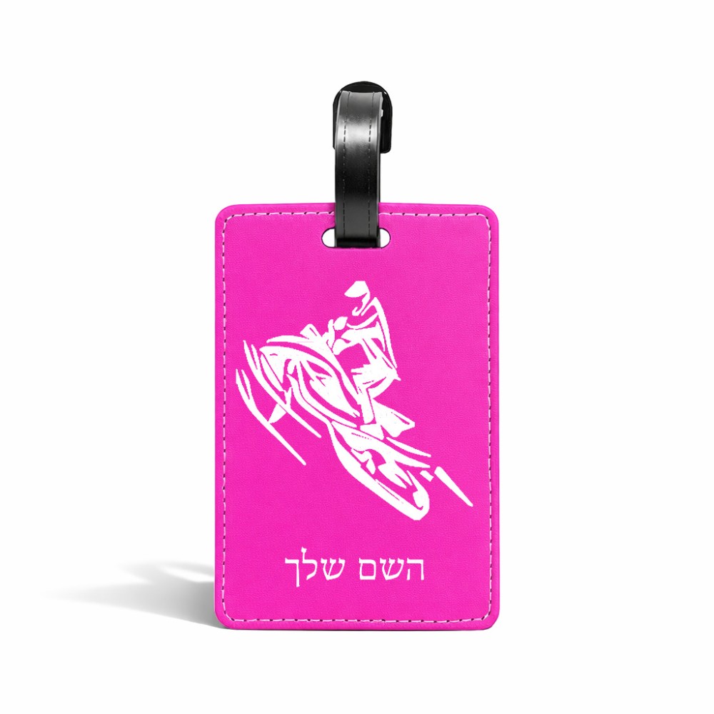 תווית לסימון מזוודה \ תיק בעיצוב אישי עם השם שלך בעיצוב אופנוע שלג גודל 10.3 × 7 ס"מ