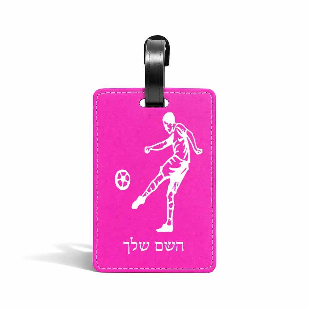 תווית לסימון מזוודה \ תיק בעיצוב אישי עם השם שלך בעיצוב שחקן כדורגל גודל 10.3 × 7 ס"מ