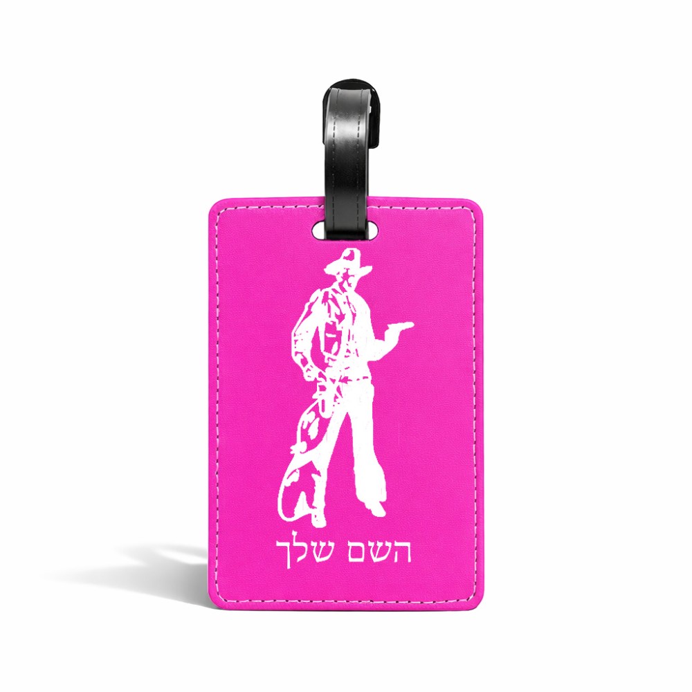 תווית לסימון מזוודה \ תיק בעיצוב אישי עם השם שלך בעיצוב קאובוי המערב הפרוע גודל 10.3 × 7 ס"מ