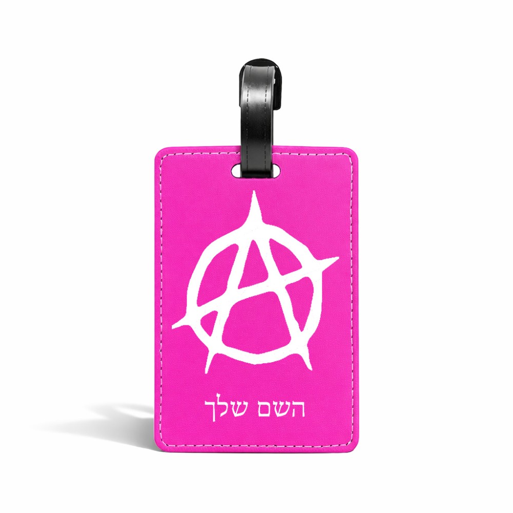 תווית לסימון מזוודה \ תיק בעיצוב אישי עם השם שלך בעיצוב אנרכיה גודל 10.3 × 7 ס"מ