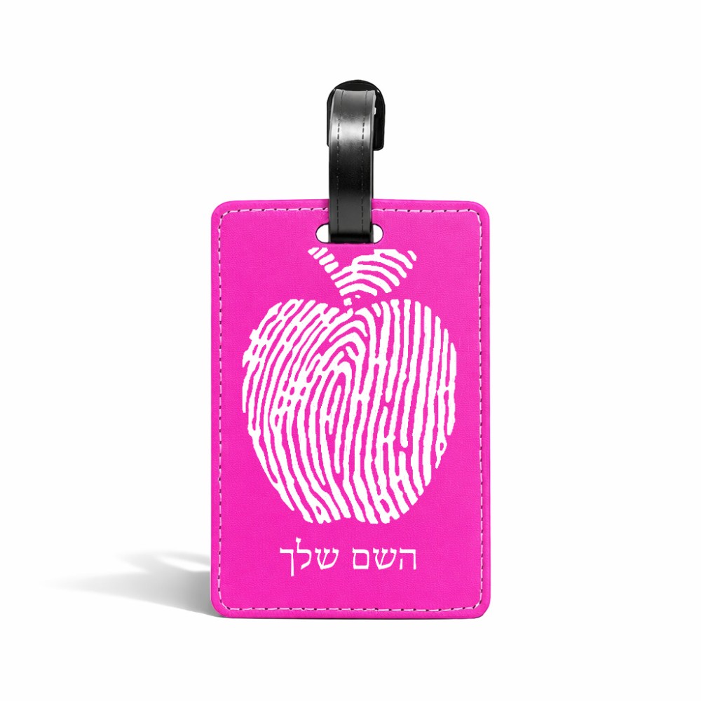 תווית לסימון מזוודה \ תיק בעיצוב אישי עם השם שלך בעיצוב הדפס תפוח גודל 10.3 × 7 ס"מ