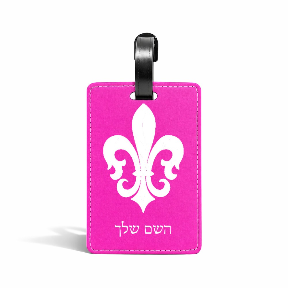 תווית לסימון מזוודה \ תיק בעיצוב אישי עם השם שלך בעיצוב פרחי פרחים - צרפת גודל 10.3 × 7 ס"מ