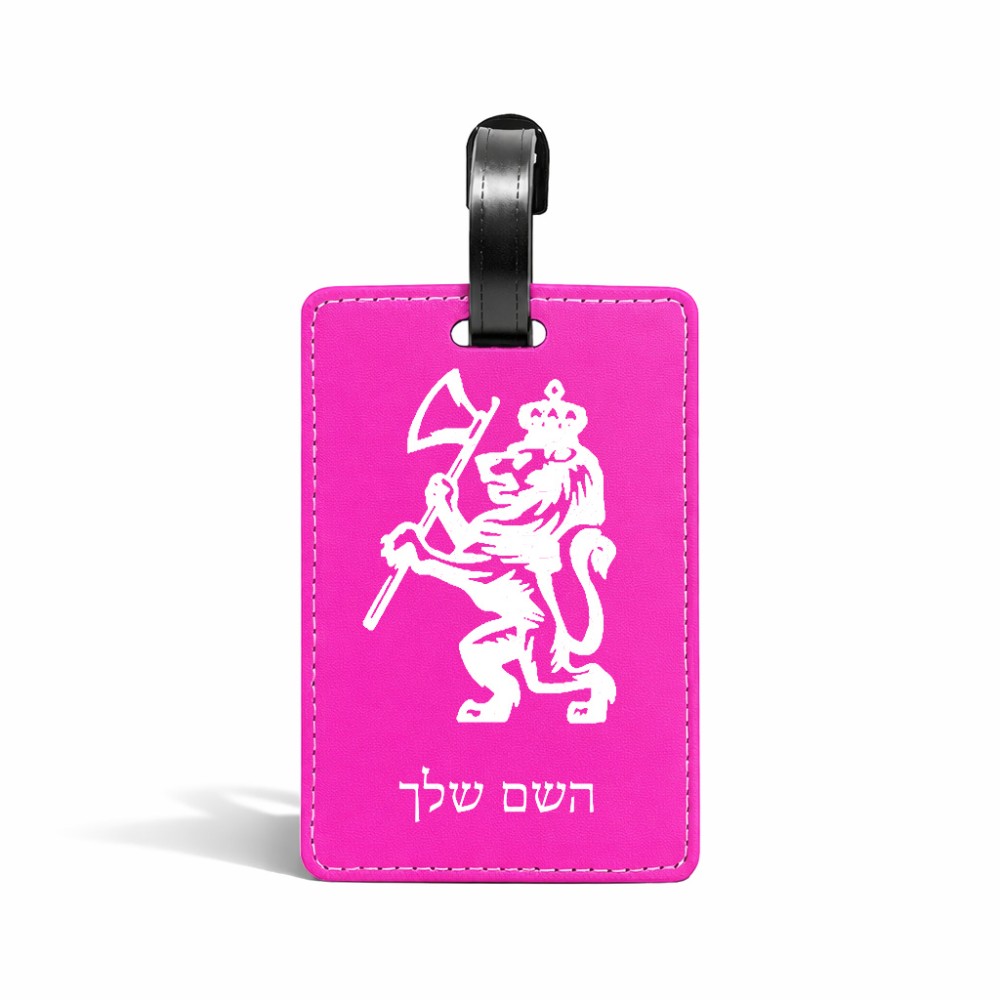 תווית לסימון מזוודה \ תיק בעיצוב אישי עם השם שלך בעיצוב אריה גודל 10.3 × 7 ס"מ
