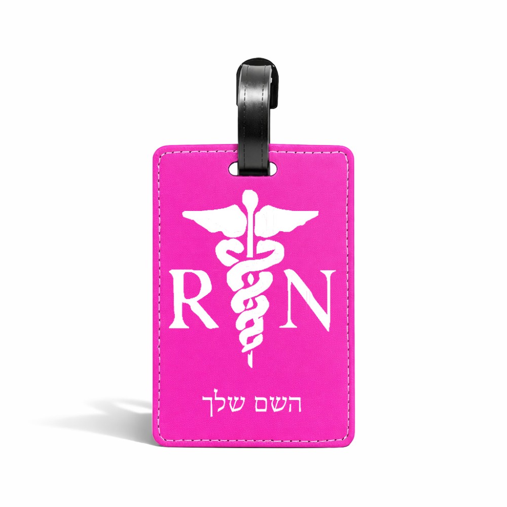 תווית לסימון מזוודה \ תיק בעיצוב אישי עם השם שלך בעיצוב אחות מוסמכת גודל 10.3 × 7 ס"מ