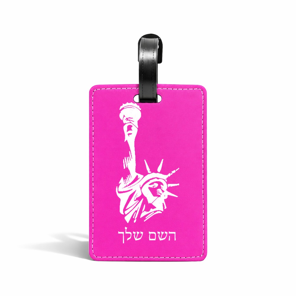 תווית לסימון מזוודה \ תיק בעיצוב אישי עם השם שלך בעיצוב פסל החירות גודל 10.3 × 7 ס"מ