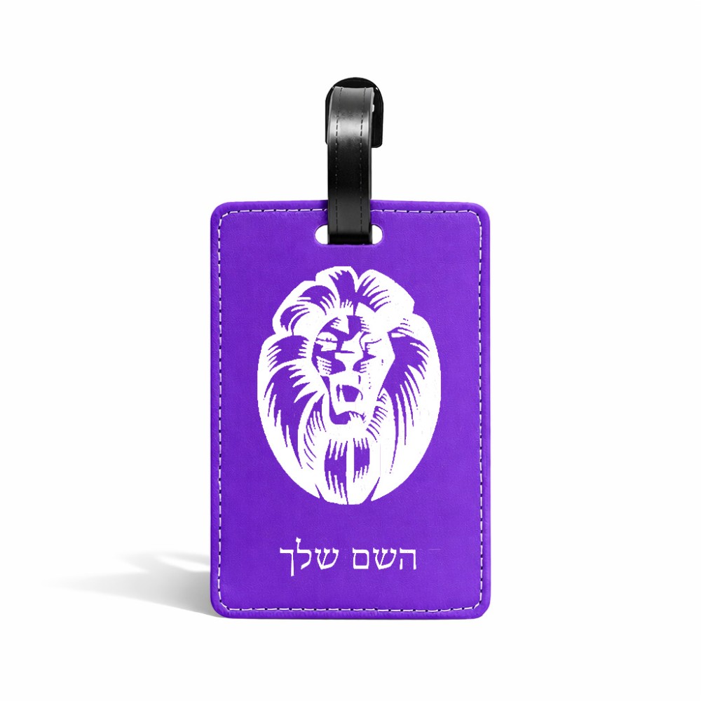 תווית לסימון מזוודה \ תיק בעיצוב אישי עם השם שלך בעיצוב פני אריה גודל 10.3 × 7 ס"מ