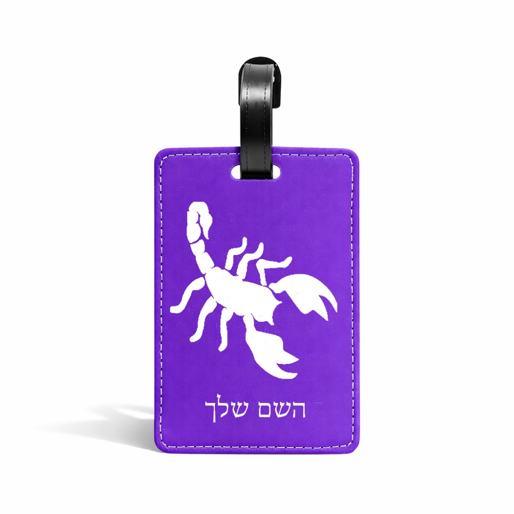 תווית לסימון מזוודה \ תיק בעיצוב אישי עם השם שלך בעיצוב עקרב גודל 10.3 × 7 ס"מ