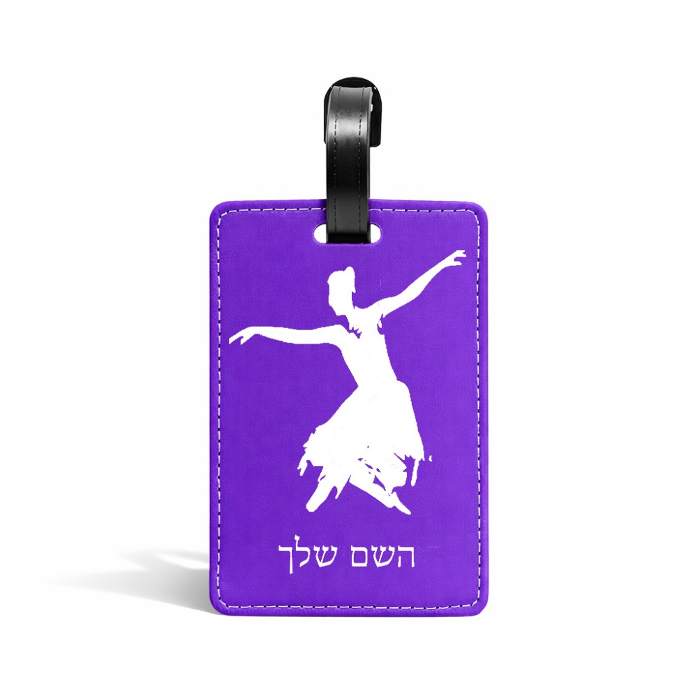 תווית לסימון מזוודה \ תיק בעיצוב אישי עם השם שלך בעיצוב בלרינה גודל 10.3 × 7 ס"מ
