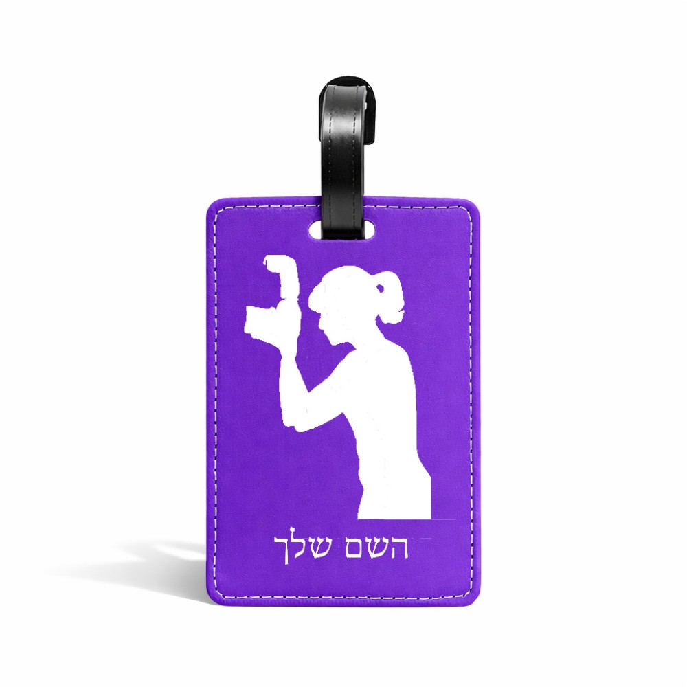 תווית לסימון מזוודה \ תיק בעיצוב אישי עם השם שלך בעיצוב צלמת - אישה גודל 10.3 × 7 ס"מ