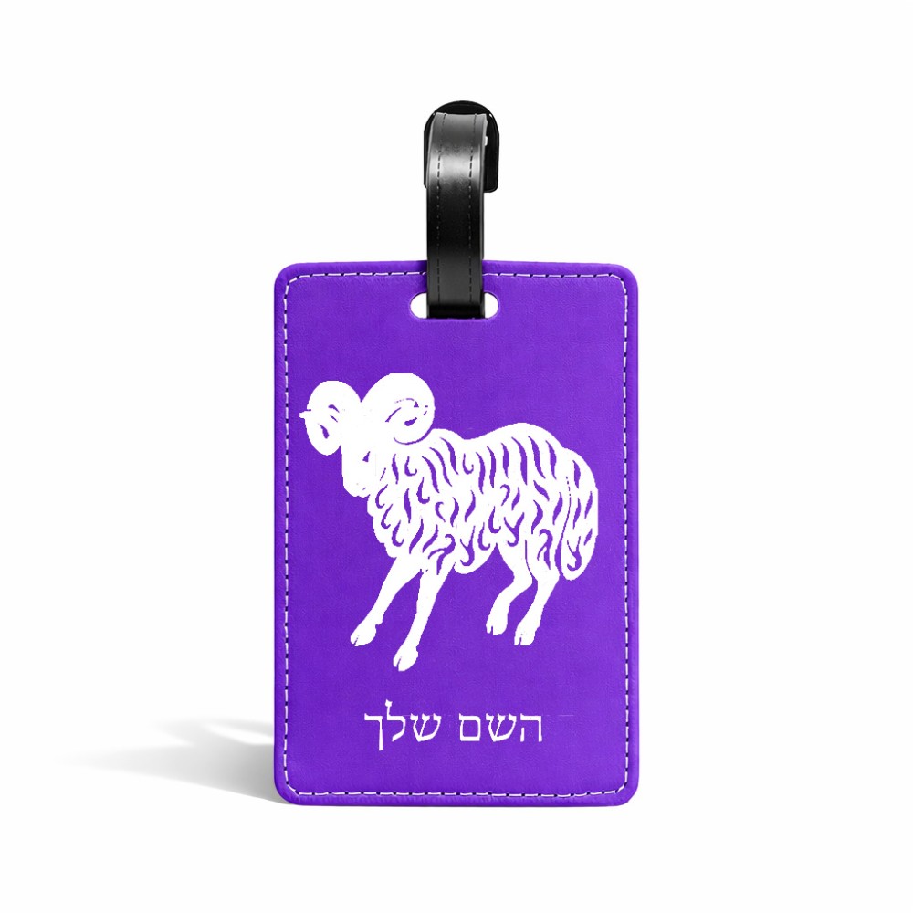 תווית לסימון מזוודה \ תיק בעיצוב אישי עם השם שלך בעיצוב מזלות - טלה גודל 10.3 × 7 ס"מ