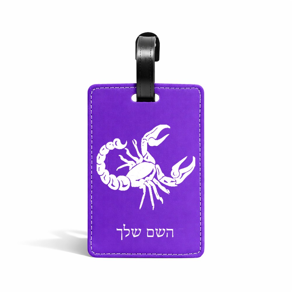 תווית לסימון מזוודה \ תיק בעיצוב אישי עם השם שלך בעיצוב מזלות - עקרב גודל 10.3 × 7 ס"מ