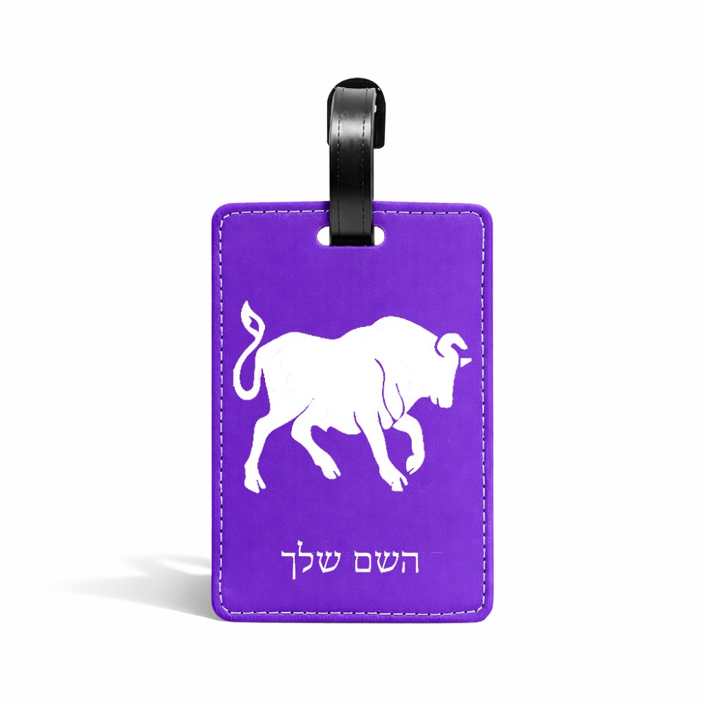 תווית לסימון מזוודה \ תיק בעיצוב אישי עם השם שלך בעיצוב מזלות - שור גודל 10.3 × 7 ס"מ