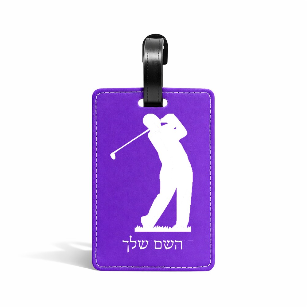 תווית לסימון מזוודה \ תיק בעיצוב אישי עם השם שלך בעיצוב שחקן גולף גודל 10.3 × 7 ס"מ