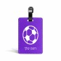 תווית לסימון מזוודה \ תיק בעיצוב אישי עם השם שלך בעיצוב כדורגל כדור כדורגל גודל 10.3 × 7 ס"מ