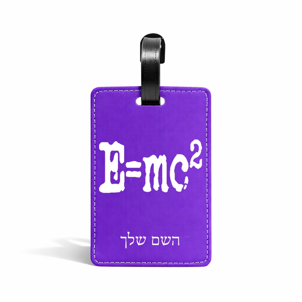 תווית לסימון מזוודה \ תיק בעיצוב אישי עם השם שלך בעיצוב נוסחת אלברט איינשטיין גודל 10.3 × 7 ס"מ