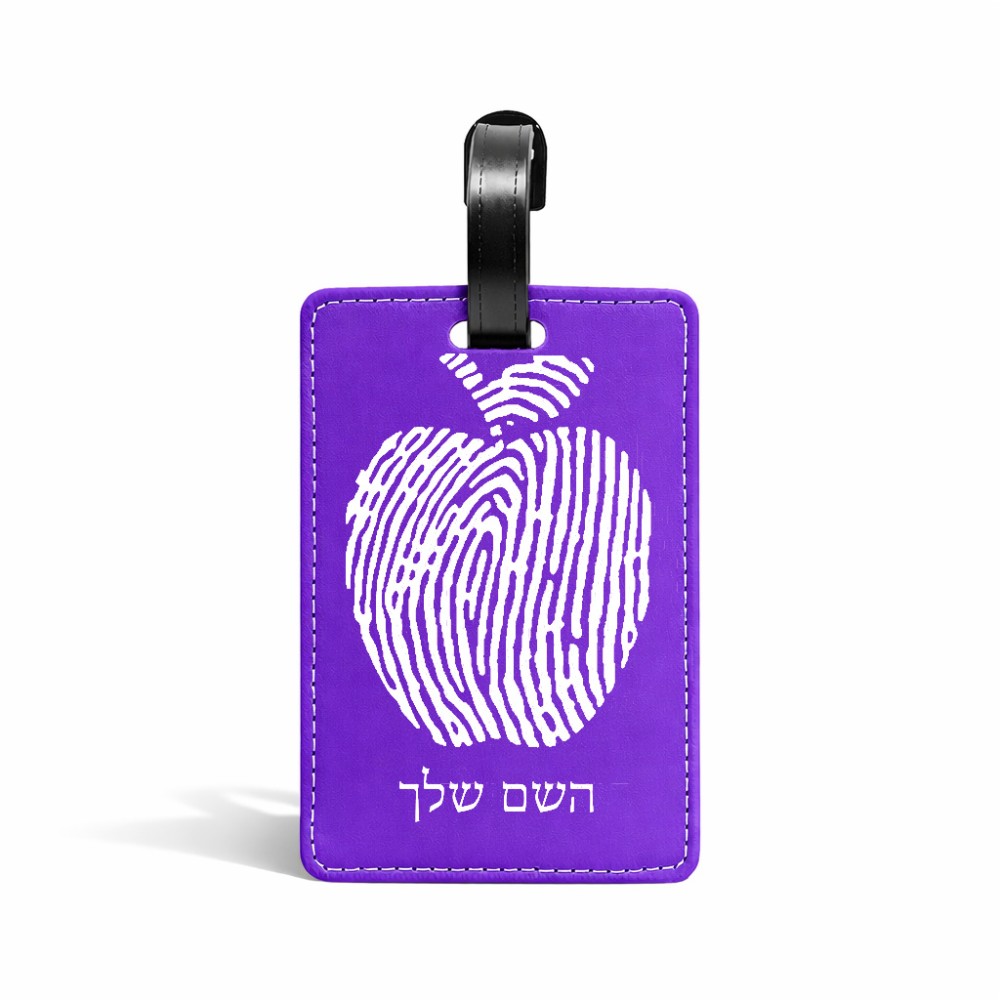 תווית לסימון מזוודה \ תיק בעיצוב אישי עם השם שלך בעיצוב הדפס תפוח גודל 10.3 × 7 ס"מ