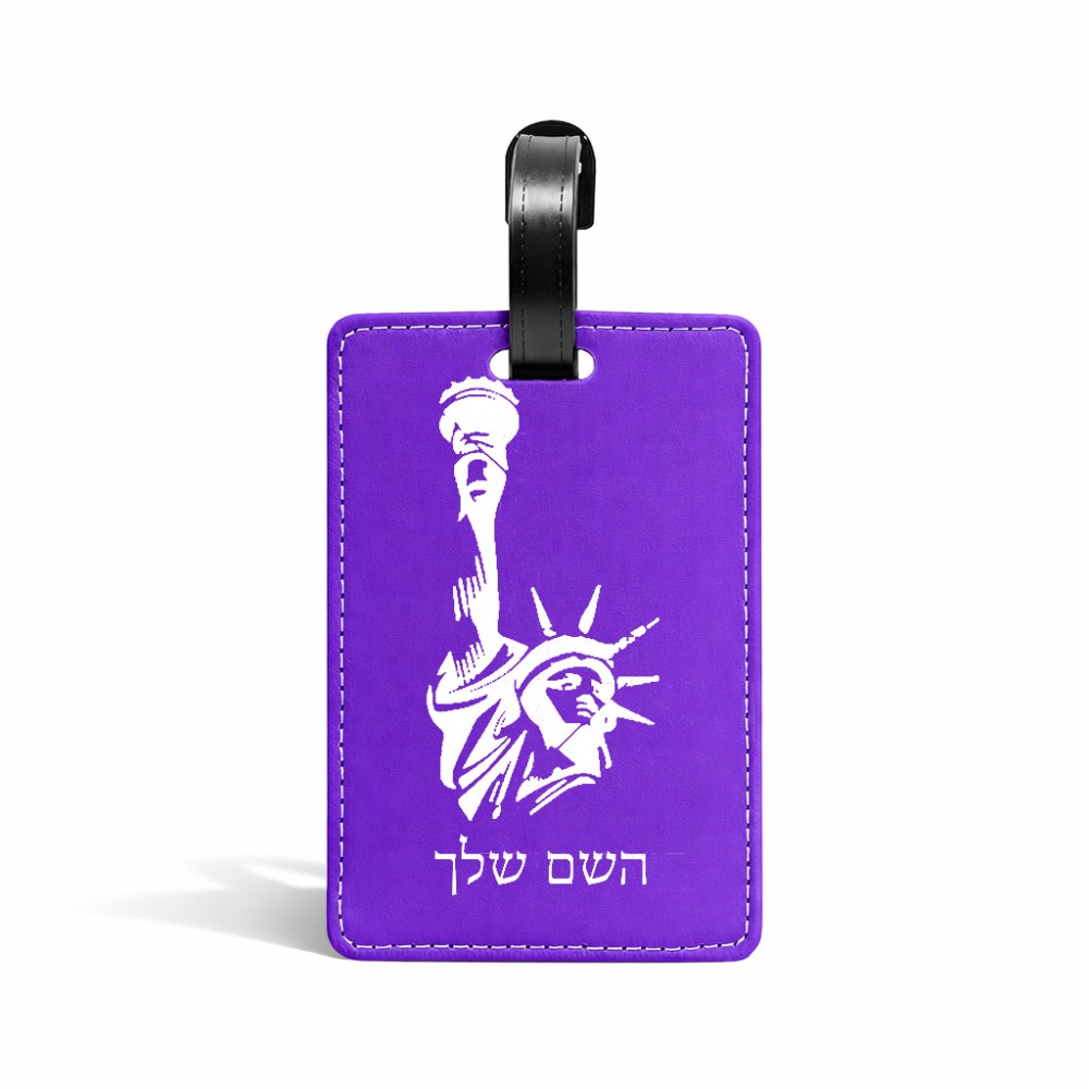 תווית לסימון מזוודה \ תיק בעיצוב אישי עם השם שלך בעיצוב פסל החירות גודל 10.3 × 7 ס"מ