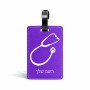 תווית לסימון מזוודה \ תיק בעיצוב אישי עם השם שלך בעיצוב סטטוסקופ רופא גודל 10.3 × 7 ס"מ