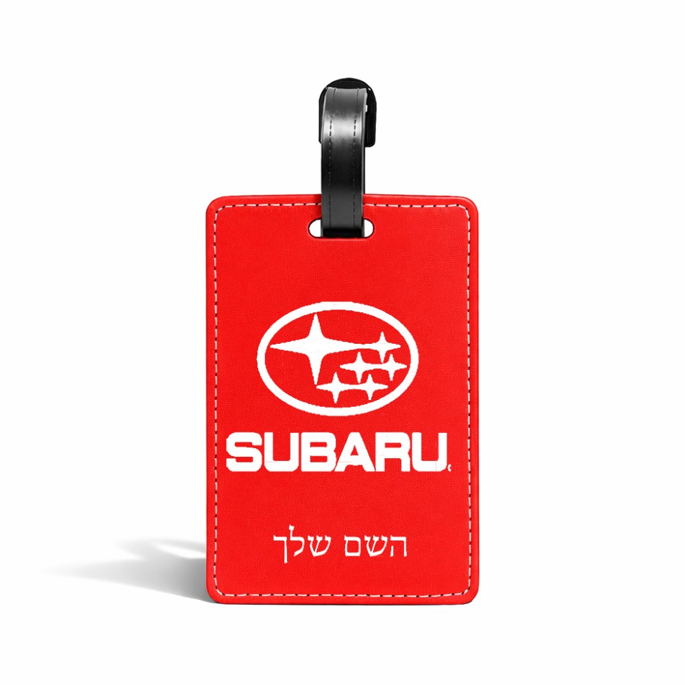 תווית לסימון מזוודה \ תיק בעיצוב אישי עם השם שלך בעיצוב סובארו גודל 10.3 × 7 ס"מ