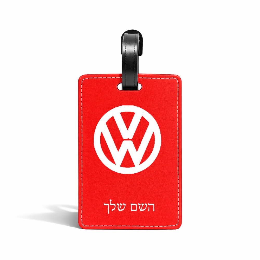תווית לסימון מזוודה \ תיק בעיצוב אישי עם השם שלך בעיצוב פולקסווגן גודל 10.3 × 7 ס"מ