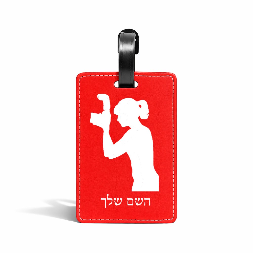 תווית לסימון מזוודה \ תיק בעיצוב אישי עם השם שלך בעיצוב צלמת - אישה גודל 10.3 × 7 ס"מ