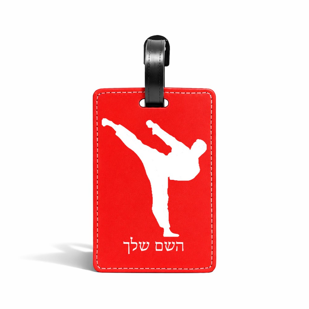 תווית לסימון מזוודה \ תיק בעיצוב אישי עם השם שלך בעיצוב קרטה גודל 10.3 × 7 ס"מ