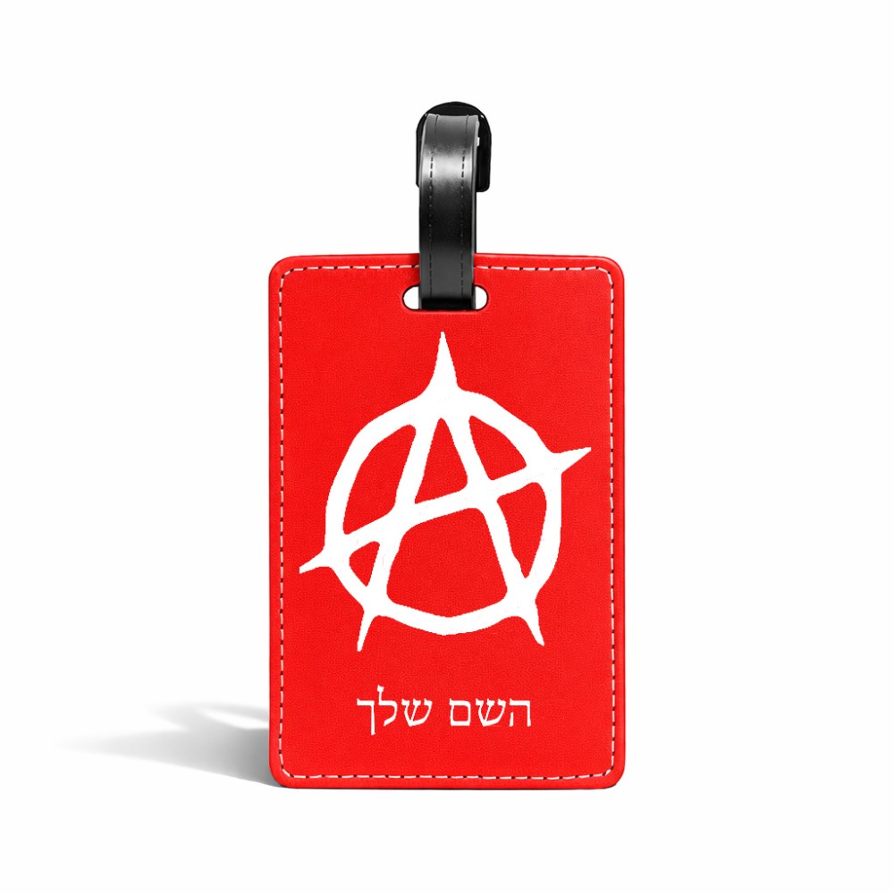 תווית לסימון מזוודה \ תיק בעיצוב אישי עם השם שלך בעיצוב אנרכיה גודל 10.3 × 7 ס"מ
