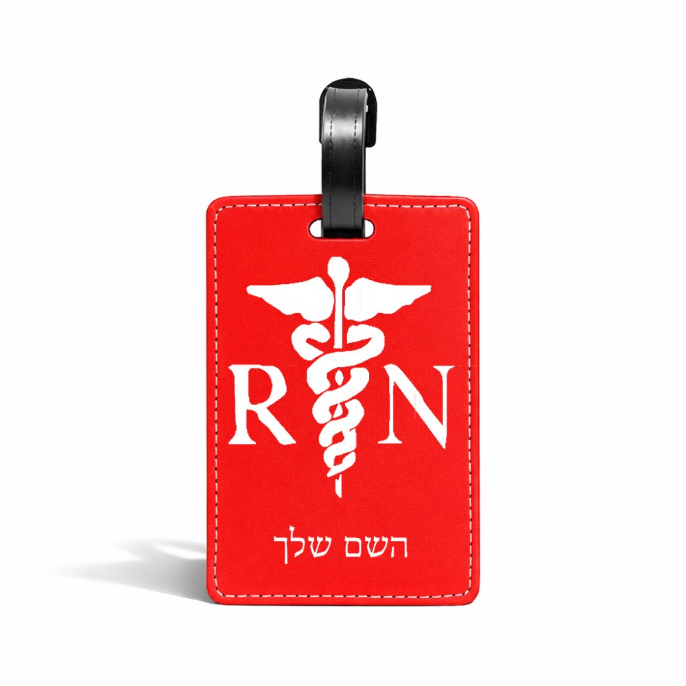 תווית לסימון מזוודה \ תיק בעיצוב אישי עם השם שלך בעיצוב אחות מוסמכת גודל 10.3 × 7 ס"מ