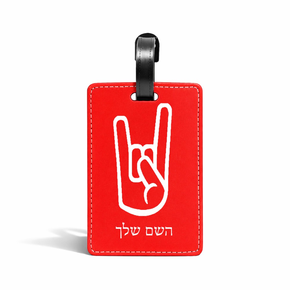 תווית לסימון מזוודה \ תיק בעיצוב אישי עם השם שלך בעיצוב יד סלע גודל 10.3 × 7 ס"מ