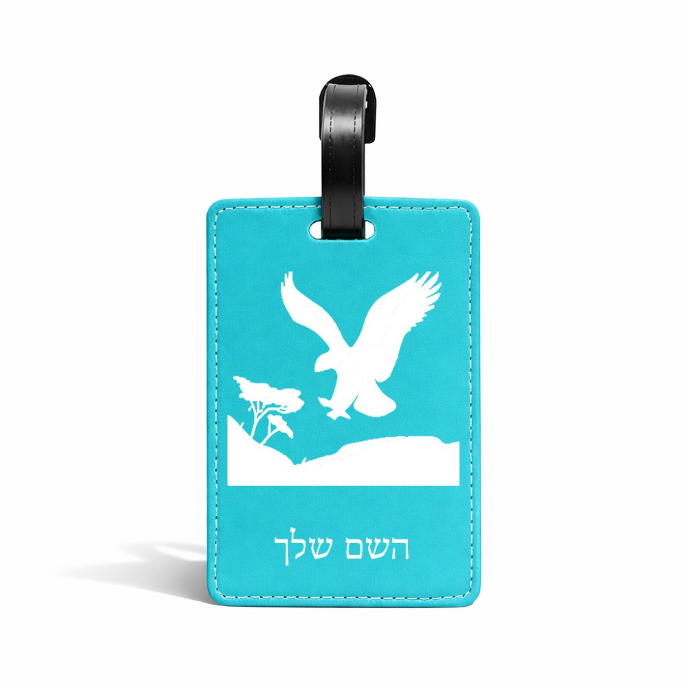 תווית לסימון מזוודה \ תיק בעיצוב אישי עם השם שלך בעיצוב נשר אמריקאי גודל 10.3 × 7 ס"מ