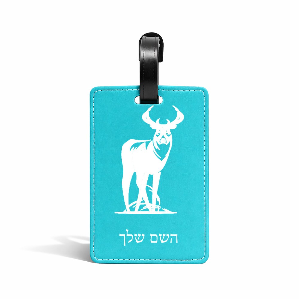 תווית לסימון מזוודה \ תיק בעיצוב אישי עם השם שלך בעיצוב צבי גודל 10.3 × 7 ס"מ