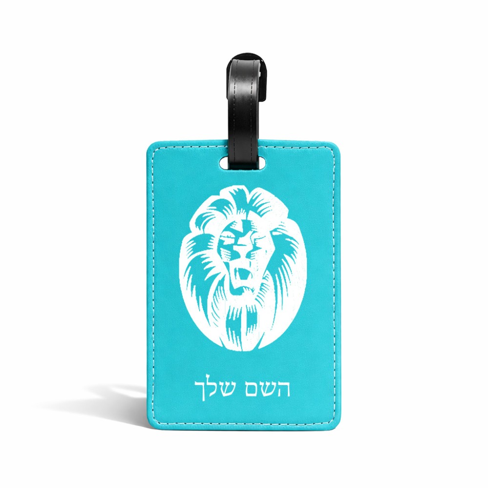 תווית לסימון מזוודה \ תיק בעיצוב אישי עם השם שלך בעיצוב פני אריה גודל 10.3 × 7 ס"מ