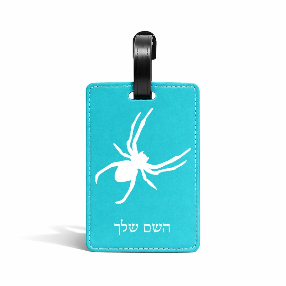 תווית לסימון מזוודה \ תיק בעיצוב אישי עם השם שלך בעיצוב עכביש גודל 10.3 × 7 ס"מ