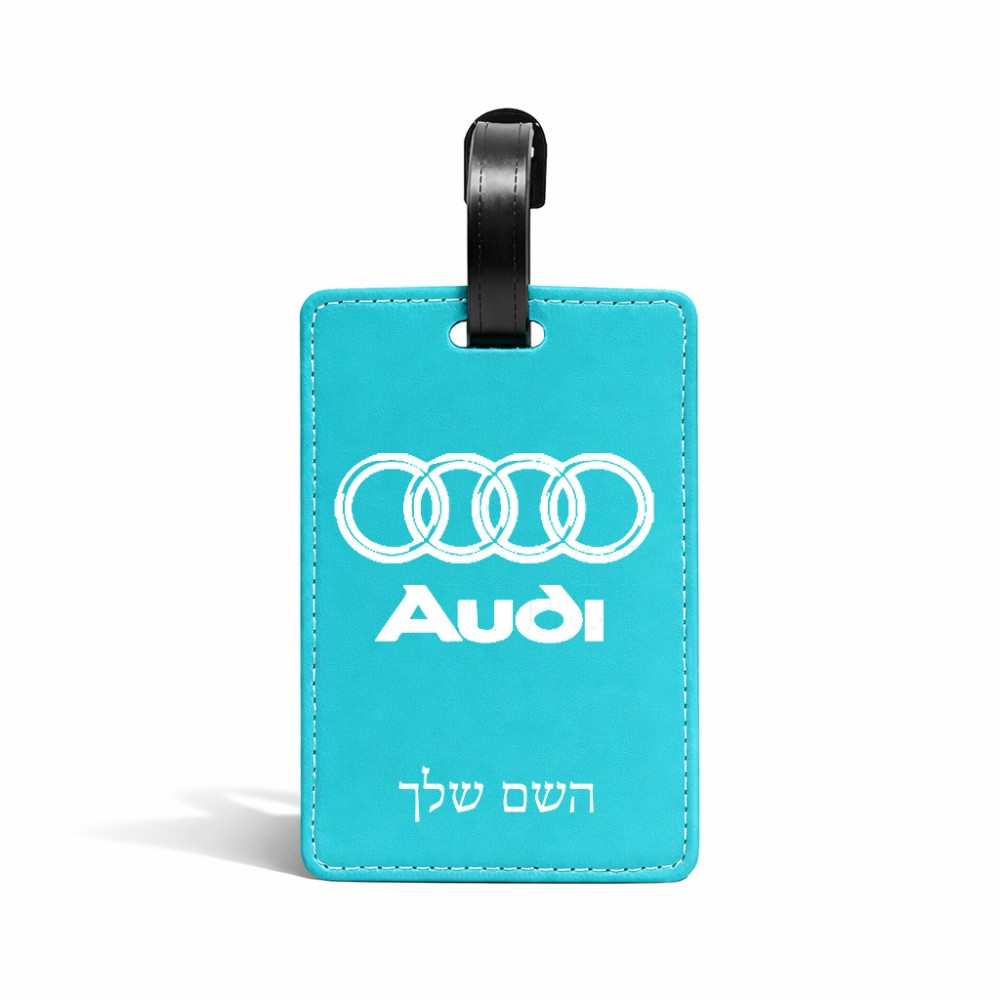 תווית לסימון מזוודה \ תיק בעיצוב אישי עם השם שלך בעיצוב אאודי גודל 10.3 × 7 ס"מ