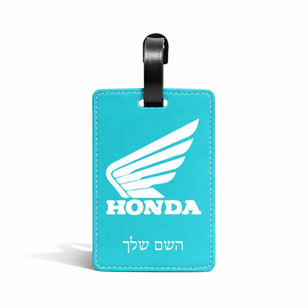 תווית לסימון מזוודה \ תיק בעיצוב אישי עם השם שלך בעיצוב הונדה גודל 10.3 × 7 ס"מ