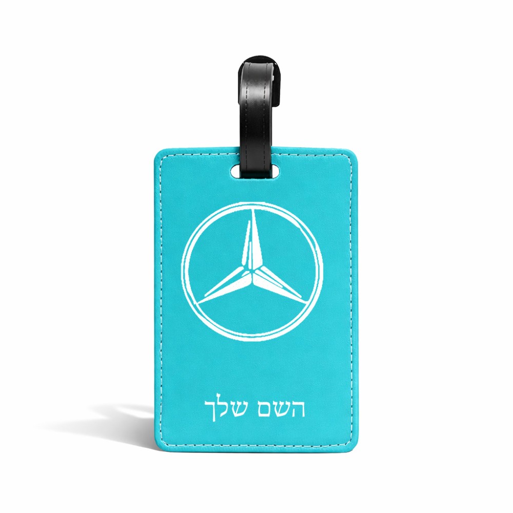 תווית לסימון מזוודה \ תיק בעיצוב אישי עם השם שלך בעיצוב מרצדס-בנץ גודל 10.3 × 7 ס"מ