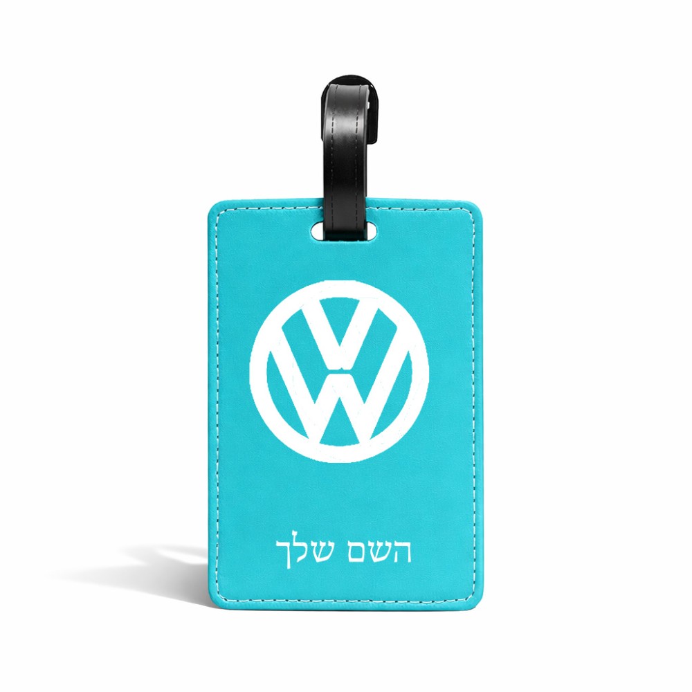 תווית לסימון מזוודה \ תיק בעיצוב אישי עם השם שלך בעיצוב פולקסווגן גודל 10.3 × 7 ס"מ