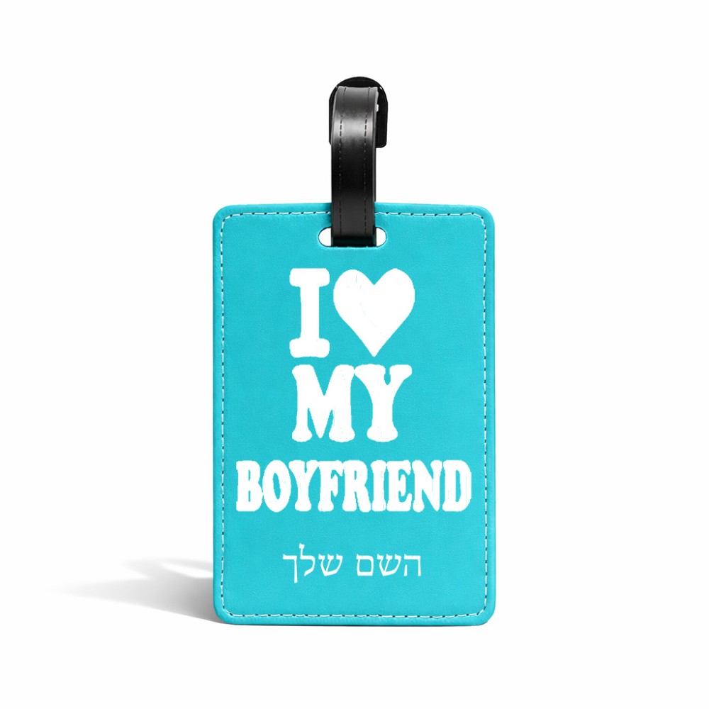 תווית לסימון מזוודה \ תיק בעיצוב אישי עם השם שלך בעיצוב אוהבת את החבר שלי גודל 10.3 × 7 ס"מ